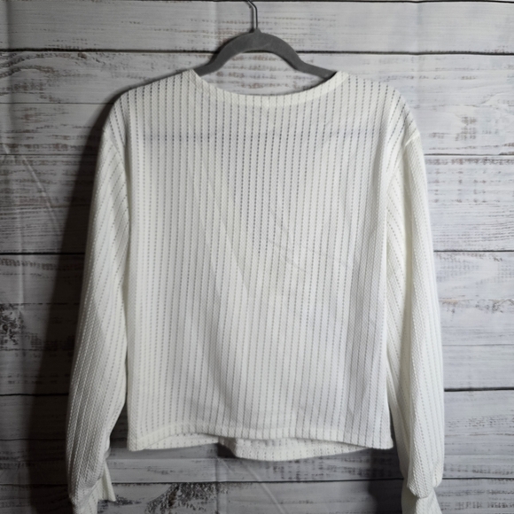 Off White Longsleeve Button Up Vneck Sweater Womans Size Large - Picture 2 of 5